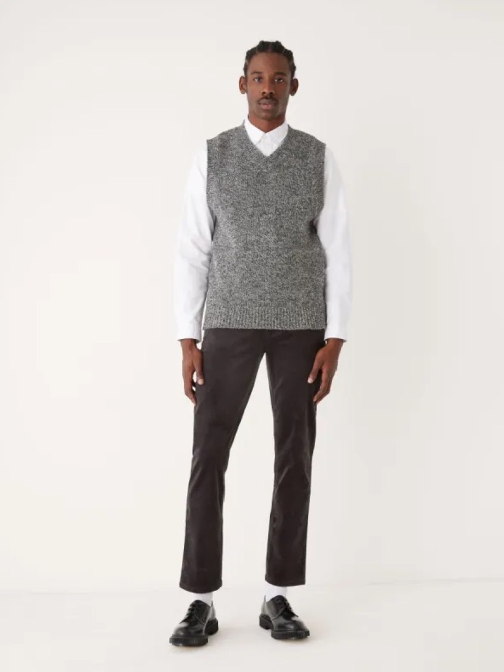 Frank & Oak Gray Knit V-Neck Sweater Vest